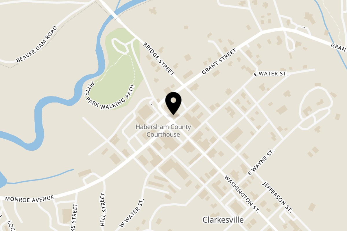 Map showing the location of The Hush Cuban Kitchen Clarkesville on 1456 Washington St in Clarkesville